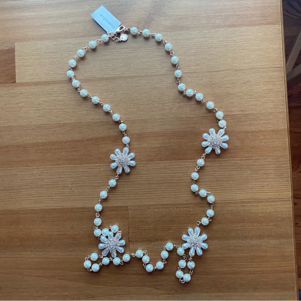 nwt charter club crystal & faux pearl necklace